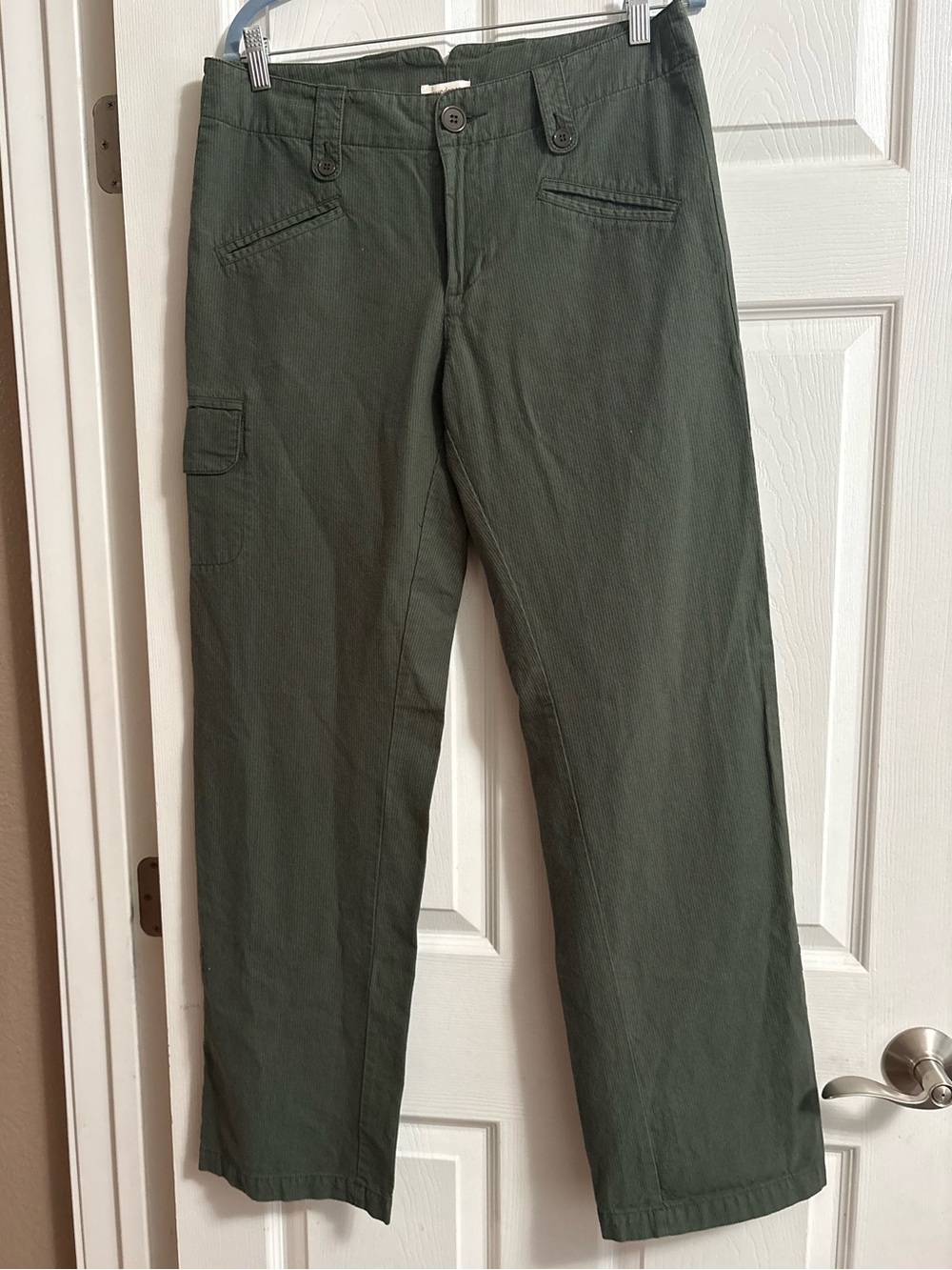 Sundance cargo pants Olive green straight leg pockets lagenlook cotton 10